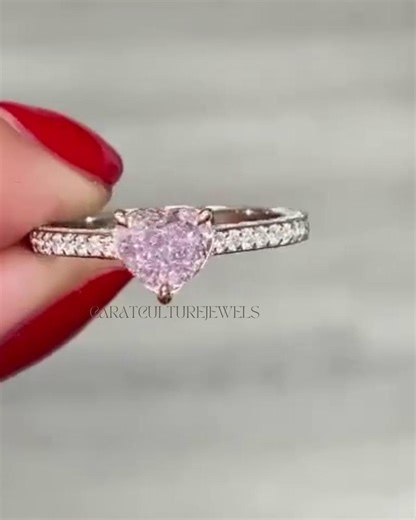 1ct Heart Lab Grown Fancy Pink Diamond Engagement Ring, 14K White Gold Wedding Band - Etsy