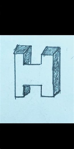 easy sketchy 3D letter H 🔥#trending #shorts #sketch #pencilart #letterH