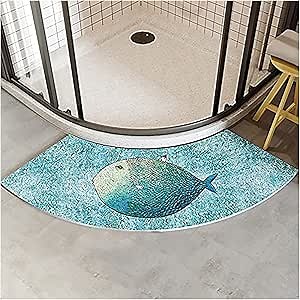 Curved Bath Rug, Curved Shower Rug, Washable Curved Bath Mat, Water Absorbent Bathroom Rug Non Slip, Lamb Wool, for Shower Or Tub