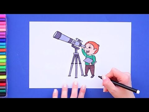 How to draw astronomer using a Telescope