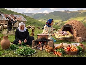 Rural Life in Northern IRAN | Cooking Ghormeh Sabzi, Roasted Lamb Shoulder & Tandoor Bread