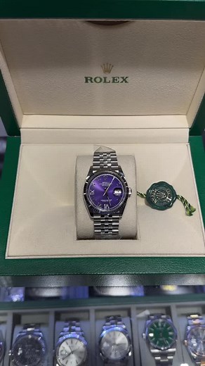 💜 Rolex Datejust 36 – Purple Pavé Diamond Dial Ref. 126234 | Brand New | Box & Papers Included A rare and eye-catching configuration of the classic Rolex Datejust 36, this model features a striking factory purple pavé diamond dial, paired with a white gold fluted bezel and Jubilee bracelet. A standout luxury piece with timeless appeal. ✔️ Reference: 126234 ✔️ Dial: Factory Purple Pavé Diamond ✔️ Bezel: 18k White Gold Fluted ✔️ Bracelet: Jubilee ✔️ Condition: Brand New | 2024 | Full Set 💰 Price