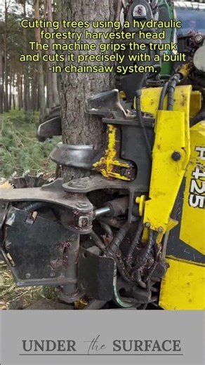 Forestry Harvester Head Cutting Trees Efficiently