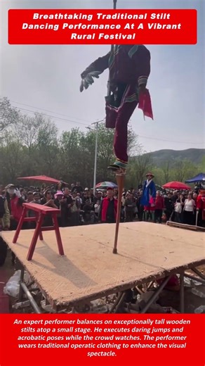 Breathtaking Traditional Stilt Dancing Performance At A Vibrant Rural Festival
