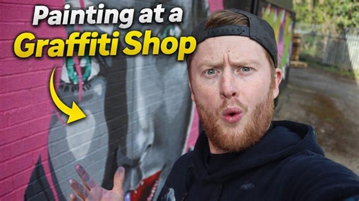 Painting at a graffiti shop - unlimited paint, wild art creations