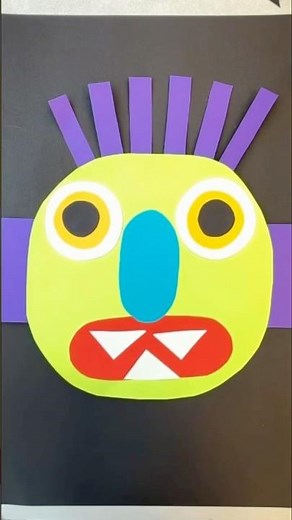 Go Away Big Green Monster- cutting shapes #managingthemess #elementaryart #artprojectsforkids