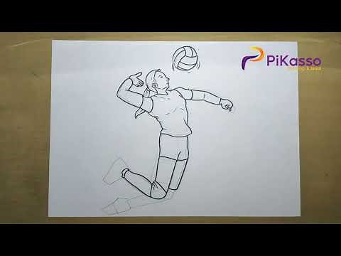 How to Draw a Volleyball Player Jump Smash Easy step by step