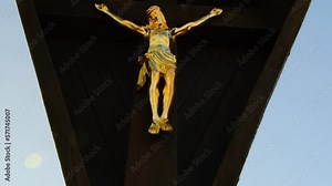 Jesus Christ on the cross .Christian and catholic faith symbol.Religious symbol. 4k footage