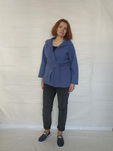Felted Robe Jacket Ethnic Wrap Cardigan Washed Blue Coat Oversize Wool Mantel Natural Fiber Boiled Outerwear Japandi Knitwear Outdoor Layer - Etsy