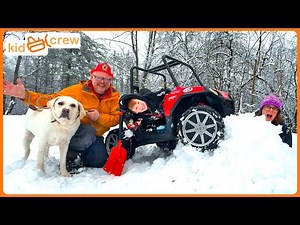 Avalanche firefighter rescue with kids power wheels truck and fire dog. Educational | Kid Crew