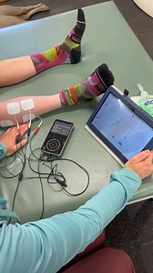 The Myonyx measures patient muscle activation efforts, and teaches relaxation, activation or fine motor control with the power of Biofeedback. It also has ETS (EMG-Triggered Stimulation:) which is state of the art modality that allows the client to start a task actively, and be assisted by electrostimulation once reaching a set threshold, thereby rewarding effort with movement and promoting neuroplasticity. This device is really helpful in assisting our clients regain muscle strength and control