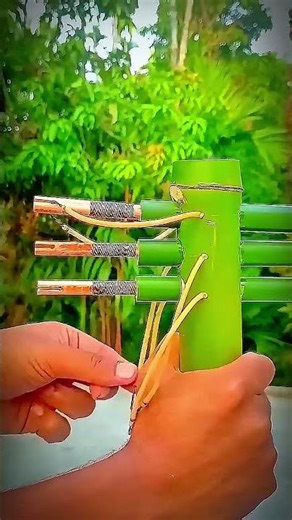 🌿 DIY Triple Bamboo Dart Launcher – Perfect Target Destruction #diy #lifehacks #trucosdevida