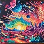 Cyberpunk Astronaut Mouse Pad Desk Mat Fantasy Planet Space Large Gaming Mouse Pad Anime Desk Pad Mousepad XL Extended Keyboard Mat Futuristic Cosmic Adventure Mouse Mat, Waterproof, 31.5 x 11.8 in