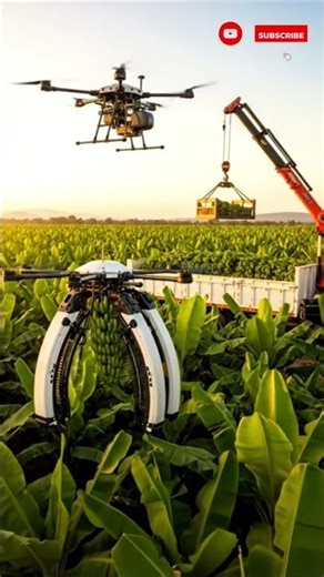 Thruster Drone Harvesting Bananas into Trolley#shorts#farming#automobile#agriculture#DroneFarming