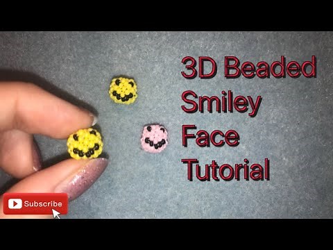 3D Beaded Smiley Face, easy beaded ball tutorial