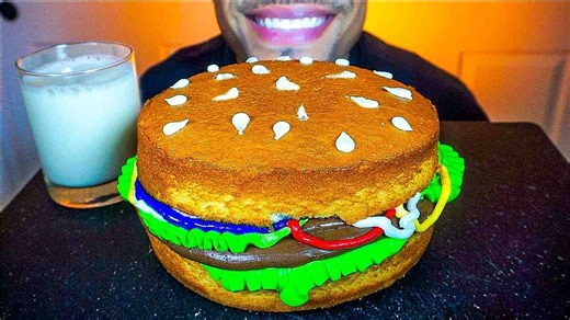 【Jerry】吃巨大的蛋糕汉堡∣ASMR搬运