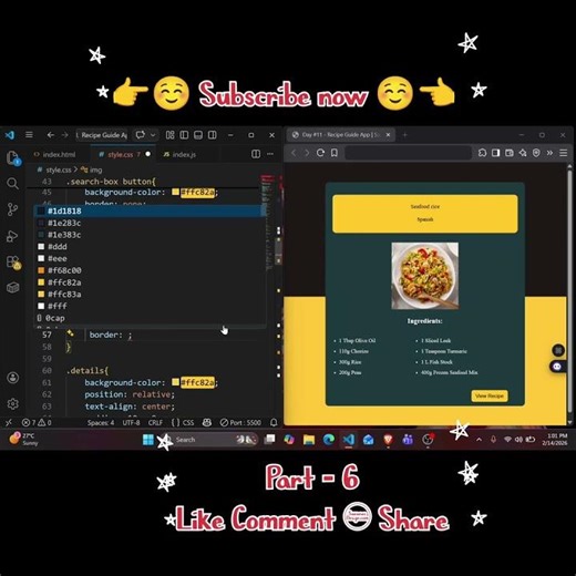 RECIPE APP WEBSITE CREATE A HTML CSS & JAVASCRIPT PROJECT PART - 6