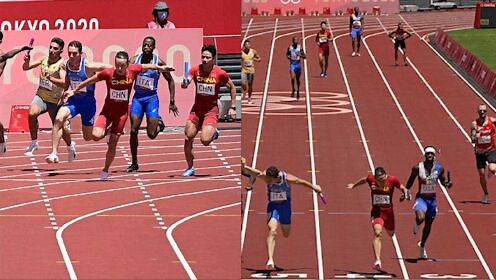 中国速度！男子4×100米接力精彩瞬间：交接棒完美 苏炳添弯道决胜
