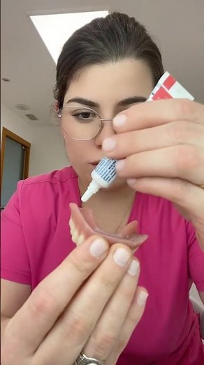 How to apply adhesive to your dentures ✅😉 #shorts