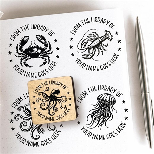 Ex Libris Octopus, Custom Library Stamp, From the Library of Stamp, Ex Libris Stamp Ocean, Custom Book Stamp Personalised, Bookplate Stamp - Etsy