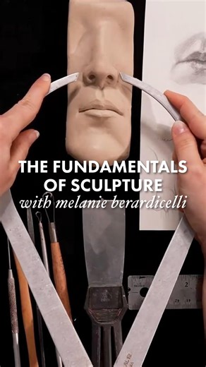 New York Academy of Art on Instagram: "The Fundamentals of Sculpture with @melanieb_art A self-paced online class that brings the studio to you. Learn to sculpt the core features of the face — nose, mouth, eye, and ear — in oil-based plastiline, starting from a carved plinth and building toward form that truly turns in the light. With the eye of a painter and the mind of a draftsman, Melanie teaches you to map center lines, add mass, carve plane changes, understand anatomy, read light + shadow, 