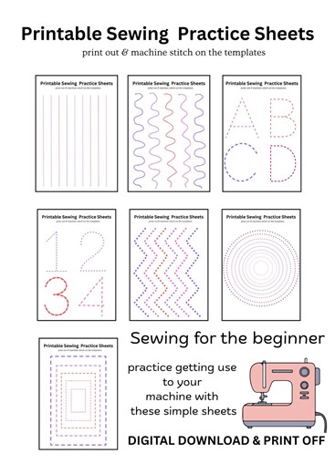 Sewing Practice Worksheets, Beginner Sewing Templates, A4 PDF (7 Pages) - Etsy Canada
