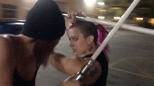 Claire Max on Instagram: "Came across this old video of me lightsaber dueling @morganaignis in a parking lot and just felt like I needed to put Duel of the Fates over it. That’s it that’s the post"