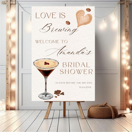 Love is Brewing Bridal Shower Welcome Sign Custom Bridal Shower Poster Coffee Bridal Shower Party Sign Coffee Themed Bridal Shower Decor - Etsy