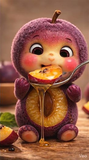 Cute Plum Eating Honey ASMR #shorts #asmr #mukbang