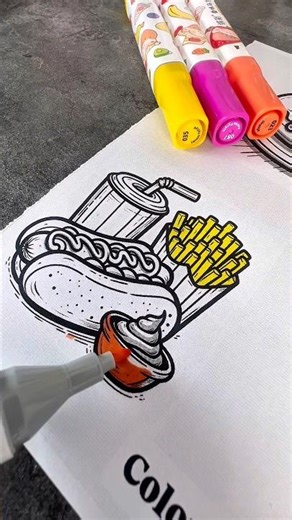 Coloring Food 🌭 #coloring #foodart #painting #satisfyingart