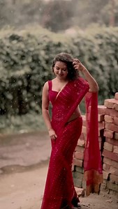 Baarish ❤️ #trending #saree #hindisong #red #bollywoodreel | Sayani Pradhan
