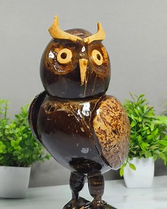 1.8M views · 65K reactions | Create an 黎Owl from a Coconut Shell便 #coconutshellartandcraft #diycoconutshellflower #coconutshellflowermaking #coconutshellflower #QuickCrafts #EcoFriendlyCrafts #ecofriendlyart #coconutshellcraft #shorts #diycrafts | Master Ideas | Facebook