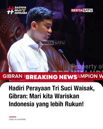 Hadiri Perayaan Tri Suci Waisak, Gibran: Mari Kita Wariskan Indonesia yang Lebih Rukun #beritasatu
