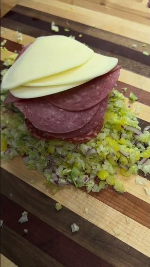 Italian chopped sandwich or hoagie dip sandwich - Recipe credit - @big_erics_bbq