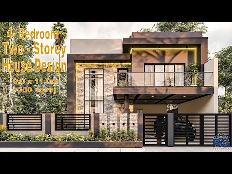 4 Bedroom - Two Storey House Design with Pool ( 9.0 x 11.0m) with Floor Plan