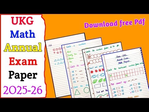 UKG Math Annual Exam Paper 2025-26/ UKG Math Question Paper Worksheet/ UKG Math Annual Exam Question