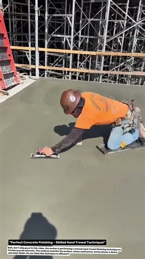 "Perfect Concrete Finishing – Skilled Hand Trowel Technique!".