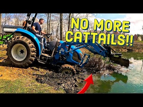 Cattail Removal- Using A Front Mounted Grade Blade on a Tractor