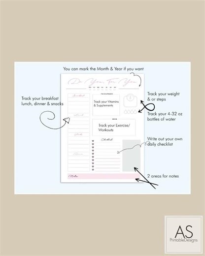 Wellness Tracker for the Happy Planner Classic: Printable Health & Fitness Log (PDF Download)