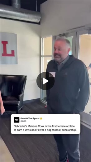 Nebraska’s Makena Cook has made history as the first female athlete to receive a Division I Power 4 flag football scholarship. She will join the Cornhuskers’ new women’s flag football team, which… | Front Office Sports
