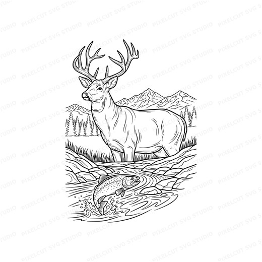 Buck Trout Mountain Wildlife SVG | Laser Engraving Vector (digital Download) - Etsy