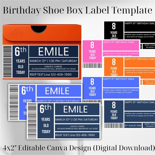 Shoe Box Birthday Label: Editable Sneaker Party Template (digital Download) - Etsy Australia