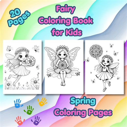 Fairy Coloring Book for Kids | 20 Spring Coloring Pages | Printable PDF