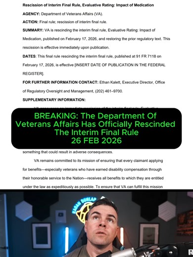 Veterans Affairs Rescinds Interim Final Rule