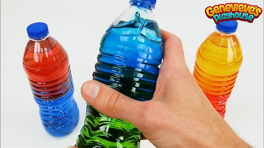 Let's make some great, educational color changing water bottles for kids! This DIY project is a safe and inexpensive experiment that makes a great summertime activity. This experiment relies on the scientific properties of water and oil that prevent them from mixing. We will color the water one color and the oil another, and then shake the bottle vigorously to allow the colors to mix. After a short amount of time, the colors will re-separate. Although this experiment is safe, adult supervision i