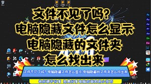 文件不见了？电脑隐藏文件怎么显示,电脑隐藏的文件夹怎么找出来
