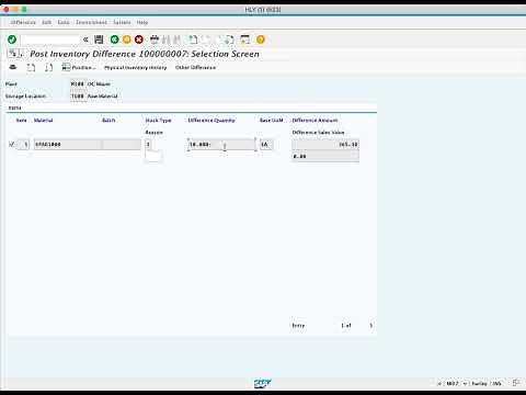 5.4 Post physical inventory difference using T-code: MI07