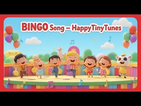 Bingo Song 🐾 | Fun Animal Nursery Rhyme for Kids | HappyTinyTunes