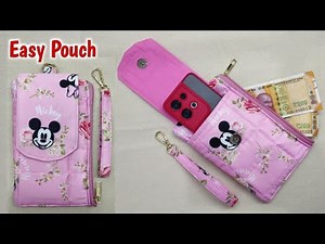 EASY - How to make Mobile Pouch at home / pouch bag making / hand purse / mobile pouch / Bag making