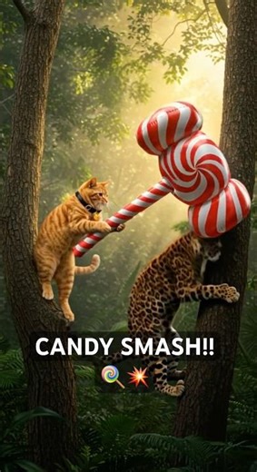 Prank Showdown!! Candy Hammer Smash!! 🍭🐱🐆 #shorts #funny